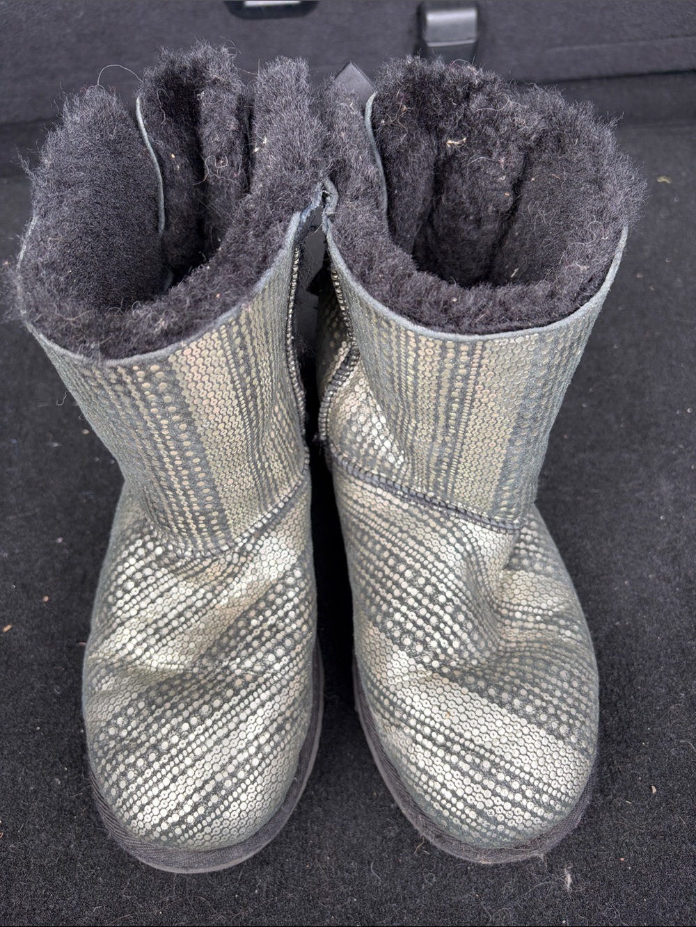 UGG Metallic Silver Sequin Women's Short Boots